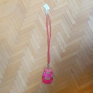 Mud Pie Hammered Gold Pink Tassel Necklace